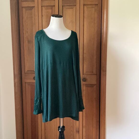 Susan Betro Tops - Susan Betro Dark Green Knit Pullover Tunic Top, Size 1X